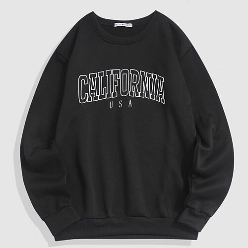 

Men's Sweatshirt Pullover Black Beige White Crew Neck Graphic Letter Print Sports Outdoor Sports Streetwear Hot Stamping Basic Streetwear Casual Winter Fall Clothing Apparel Hoodies Sweatshirts