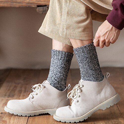 

Men's 3 Pairs Socks Wool Socks Crew Socks Casual Socks Winter Socks Fashion Comfort Solid Colored Casual Daily Warm Winter Green Light Brown