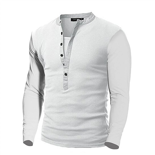 

Homme T shirt Tee Chemise Henley Shirt Chemise à manches longues Plein Col V Plein Air Des sports manche longue Bouton bas Vêtement Tenue Design basique Décontractées Confortable