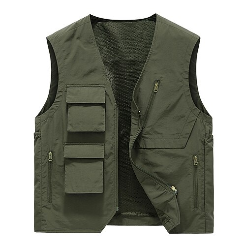 

Men's Fishing Vest Hiking Vest Top Outdoor Windproof Multi-Pockets Breathable Quick Dry Chinlon Black Army Green Grey Hunting Fishing Climbing / Lightweight / Multi Pockets / Multi Pockets