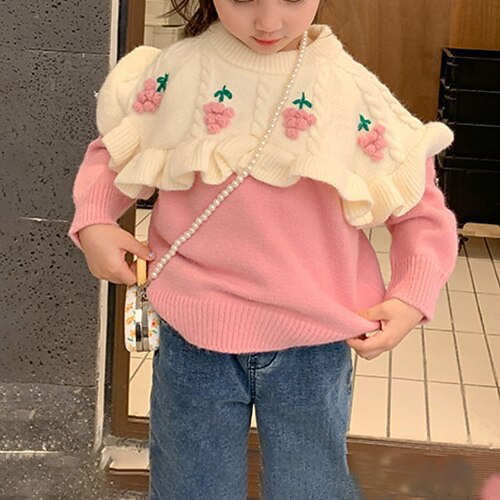 

Toddler Girls' Sweater Fruit Outdoor Long Sleeve Active 3-7 Years Winter Purple Pink