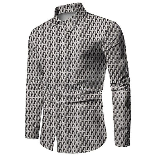 

Homens Camisa Social Estampas Abstratas Geometria Losango Aberto para a Lateral Preto Marron Impressão 3D Ao ar livre Rua Manga Longa Botão para baixo Imprimir Roupa Moda Designer Casual Macia