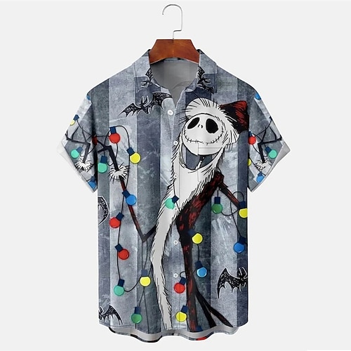 

Homme Chemise Crânes Imprimés Photos Col rabattu Gris 3D effet Noël Plein Air Manches courtes Bouton bas Imprimer Vêtement Tenue Mode Design Léger Casual