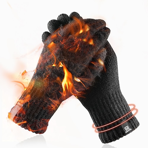 

Муж. 1 пара Зимние Перчатки Вязаные перчатки Для офиса На открытом воздухе Перчатки Стильные Противоскользящий Однотонный Черный Серый