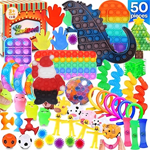 

50 Pcs Fidget Toys Pack Fidget Toys Party Favors Surprise Fidget Box Autism Sensory Travel Toys Stress Anxiety Relief for Kids Adults Carnival Prize Classroom Rewards Pinata Goodie Bag Fillers