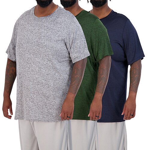 

3 Pack Mens Big Tall Tech Stretch Long-Sleeve Short-Sleeve Dry-Fit T-Shirt