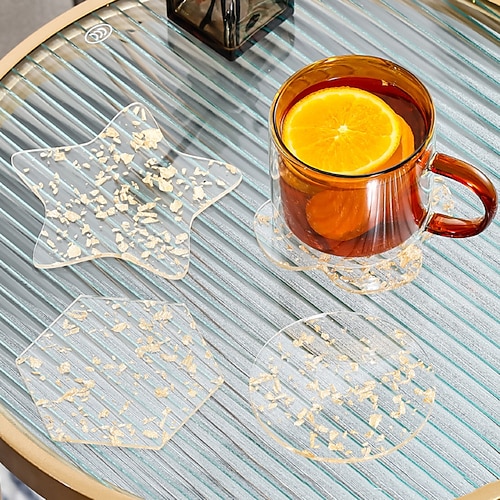 

Acrylic Coaster Drinks Ceramic Trivet Heat Resistant Hot Dishes for Coffee Table Wooden Table Cork Coaster Birthday Kitchen Bar 1 Pcs