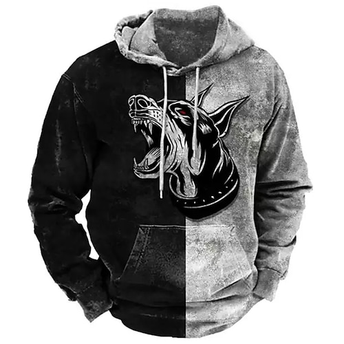 

Homme Sweat à capuche Gris Capuche Bloc de couleur Loup Imprimés Photos Imprimer du quotidien Des sports 3D effet basique Vêtement de rue Design Printemps Automne Vêtement Tenue Pulls Capuche Pulls