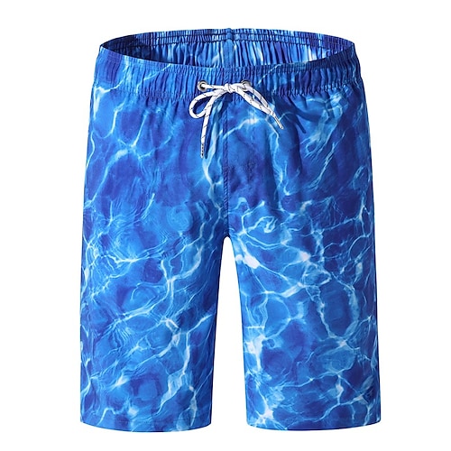 

Men's Swim Shorts Swim Trunks Board Shorts Drawstring Elastic Waist Print Comfort Breathable Short Casual Daily Beach Fashion Streetwear Deep Blue Light Blue Micro-elastic