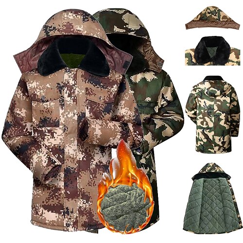 

Men's Padded Hiking jacket Military Tactical Jacket Hiking Fleece Jacket Winter Outdoor Camouflage Thermal Warm Windproof Breathable Lightweight Outerwear Hoodie Trench Coat Hunting Ski / Snowboard