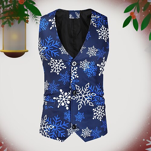 

Men's Vest Breathable Christmas Single Breasted Skull Santa Claus Snowman 3D Printed Graphic V Neck Fashion Jacket Outerwear Sleeveless Pocket Fall & Winter