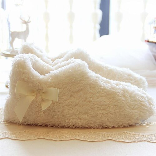 

winter korean version of the simple super soft cotton wool warm indoor home shoes cute coral velvet bread shoes