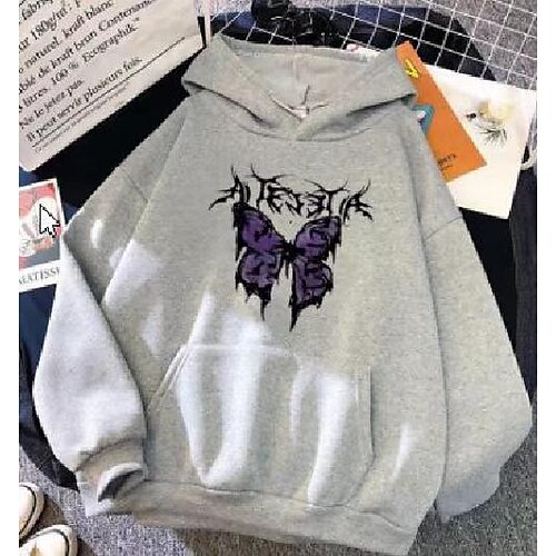 

Inspired by Punk Gothic Butterfly Hoodie Print Front Pocket Graphic Hoodie For Men's Women's Unisex Adults' Hot Stamping 100% Polyester Casual Daily