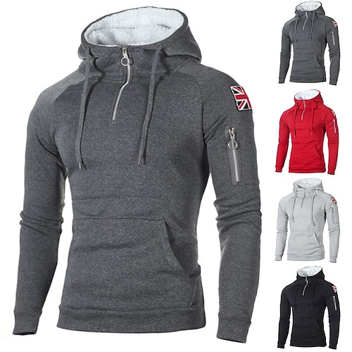 

Men's Hoodie Black Light Grey Dark Gray Red Hooded Solid Colored Cool Casual Winter Clothing Apparel Hoodies Sweatshirts Slim