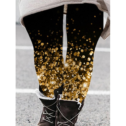 

Women's Plus Size Christmas Chinos Leggings Print Floral Tie Dye Casual Comfort Outdoor Natural Full Length Winter Fall Green Black Blue L XL XXL 3XL 4XL