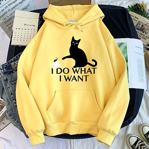 

Animal Gato Moletom Desenho Mangá Anime Bolso frontal Arte Gráfica Moletom Para Homens Mulheres Unisexo Adulto Hot Stamping 100% Poliéster Casual / Diário