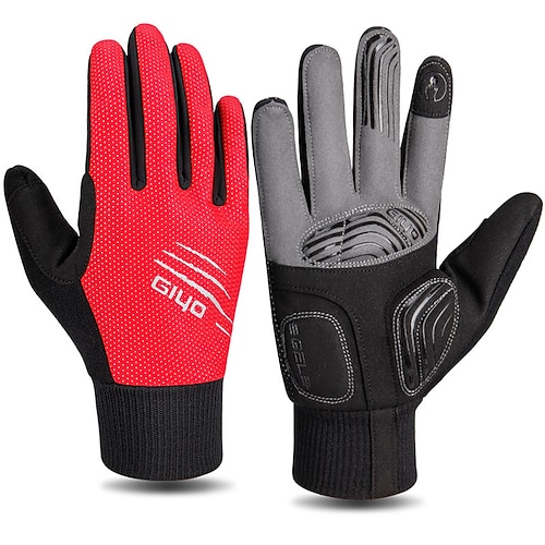 

Bike Gloves Cycling Gloves Touch Gloves Winter Full Finger Gloves Anti-Slip Windproof Breathable Lightweight Sports Gloves Road Cycling Outdoor Exercise Cycling / Bike Black Red for Adults'