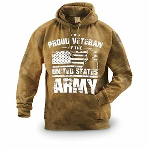 

Men's Pullover Hoodie Sweatshirt Brown Hooded Graphic Prints National Flag Print Daily Sports 3D Print Basic Streetwear Designer Spring Fall Clothing Apparel Hoodies Sweatshirts