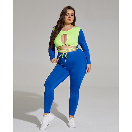 

Women's Color Blocking Sexy Large Size Yoga Suit Bandage Sweat Absorbing One-piece Suit For Running Sports Fitness Suit