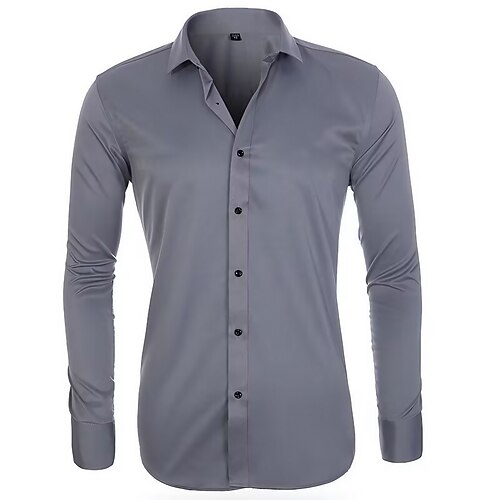 

Men's Dress Shirt Satin Silk Shirt Graphic Prints Collar Black Blue Purple Wine LightBlue Wedding Party Clothing Apparel Basic Fashion Streetwear Luxury