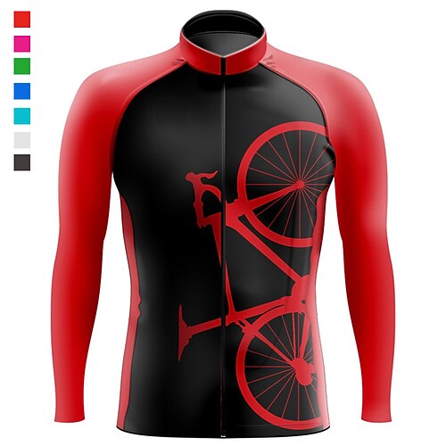 

21Grams Men's Cycling Jersey Long Sleeve Bike Top with 3 Rear Pockets Mountain Bike MTB Road Bike Cycling Breathable Quick Dry Moisture Wicking Reflective Strips Black Green Rosy Pink Graphic Spandex