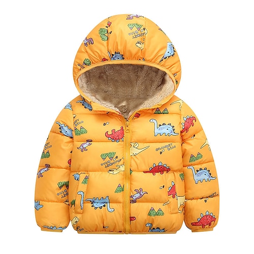 

Toddler Boys Puffer Jacket Outerwear Animal Cartoon Long Sleeve Coat Casual Basic Green Black Blue Winter Fall 3-7 Years