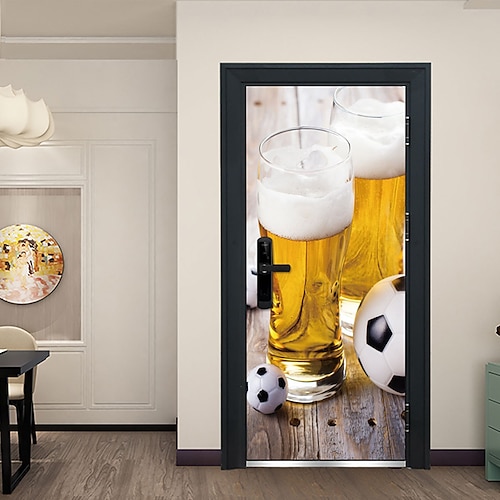 

Football Beer Door Stickers Decorative Waterproof Door Decal Decor 38.5200cm2Pcs