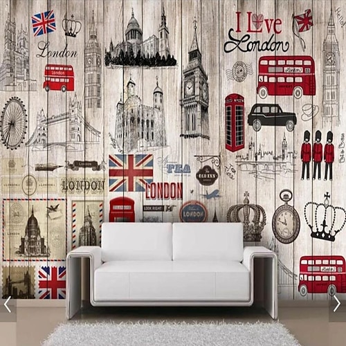 

Cityscape Wallpaper Mural London Street Wall Covering Sticker Peel and Stick Removable PVC/Vinyl Material Self Adhesive/Adhesive Required Wall Decor for Living Room Kitchen Bathroom