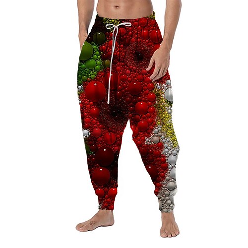 

Men's Trousers Baggy Harem Pants Drawstring Elastic Waist 3D Print Graphic Prints Geometry Comfort Soft Casual Daily Holiday Streetwear Classic Style Purple Red Micro-elastic