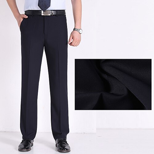 

Men's Dress Pants Trousers Casual Pants Pocket Solid Color Comfort Breathable Business Casual Daily Cotton Blend Retro Vintage Formal Green Black Stretchy