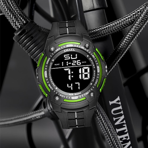 

Digital Watches SMAEL Top Brand Luxury Clock 50M Waterproof Watch Led Light Stopwatch reloj hombre 1377 Black Wristwatches Men