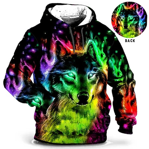 

Hombre Talla Grande Grande y alto Animal Con Capucha Manga Larga Primavera Otoño Ropa de calle Design Básico Casual Diario Deportes Tops