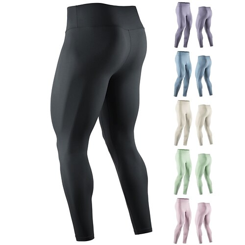 

Men's Running Tights Leggings Compression Pants Stylish Bottoms Athletic Athleisure Winter Breathable Quick Dry Sweat wicking Running Jogging Training Sportswear Activewear Solid Colored Light Purple