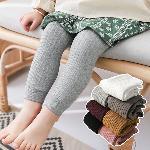 

Toddler Girls' Leggings Solid Color Active Outdoor 3-7 Years Winter Black Purple Pink
