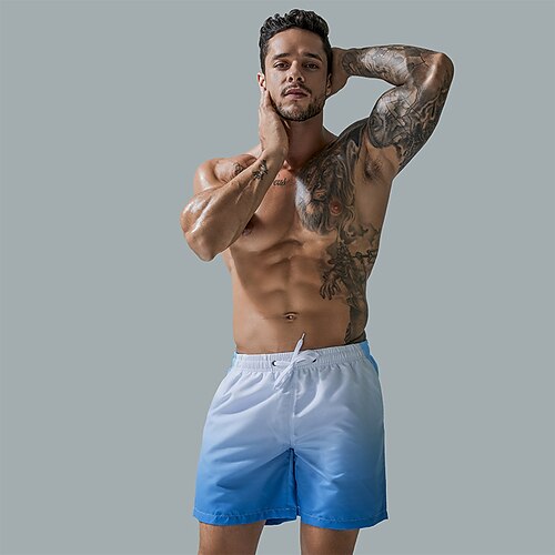 

Men's Swim Shorts Swim Trunks Board Shorts Beach Shorts Pocket Drawstring Elastic Waist Graphic Gradient Comfort Breathable Knee Length Casual Daily Holiday Fashion Streetwear Blue Purple