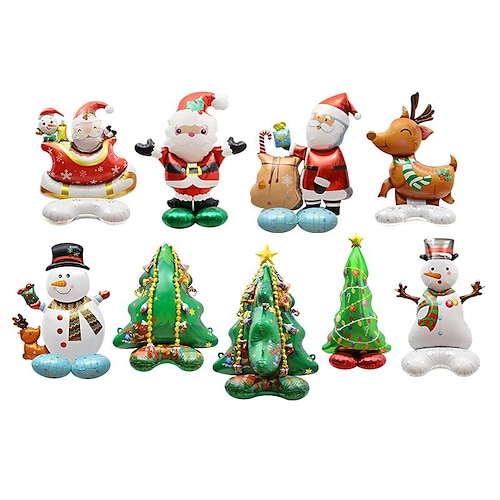 

Merry Christmas Decoration Santa Claus Snowman Foil Balloon Xmas Tree Stand Ballons Christmas Party Supplies Xmas New Year Decor