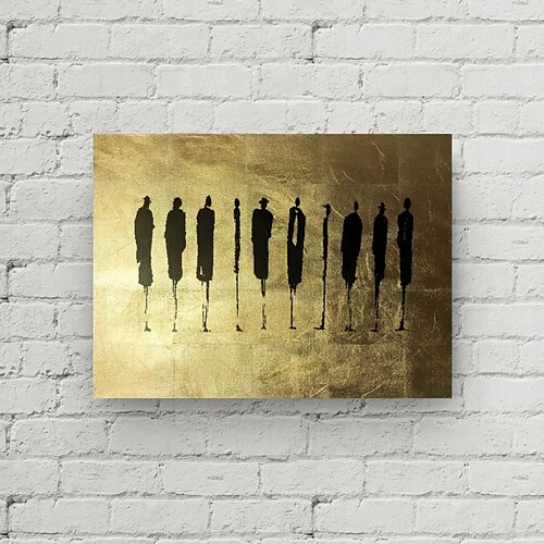 

Handmade Oil Painting Canvas Wall Art Decoration Gold Foil Abstract Figure for Home Decor Rolled Frameless Unstretched Painting
