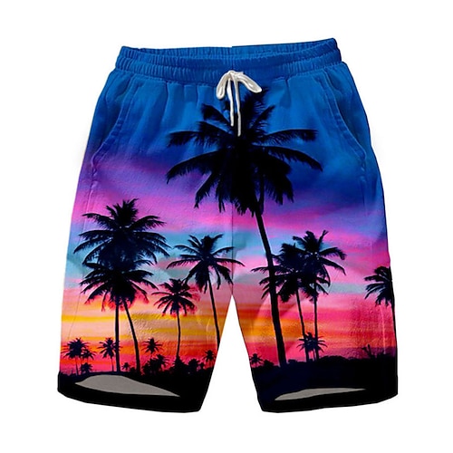 

Men's Swim Shorts Swim Trunks Board Shorts Drawstring Elastic Waist Plants Print Landscape Breathable Quick Dry Knee Length Casual Shorts Black Yellow Inelastic