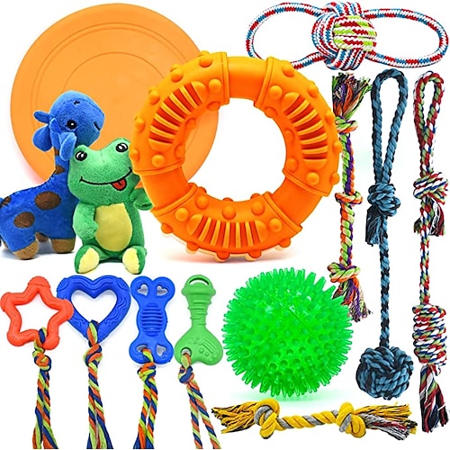 

Dog Chew Toys for Aggressive Chewers 14 Pack Almost Indestructible Dog Rope Toys for Medium Large Breeds Puppy Teething Chew Toys Tug of War Dog Toy Heavy Duty Dental Cotton Rope Dog Toys