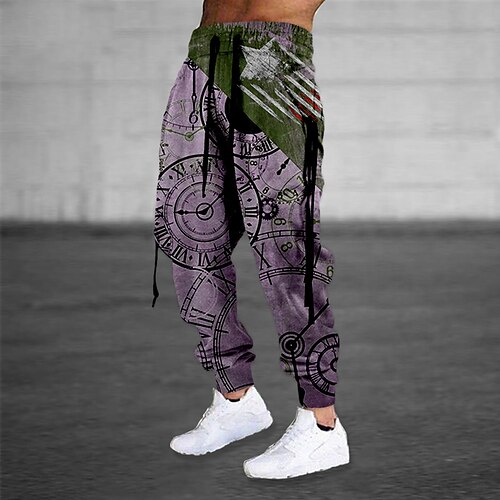 

Men's Sweatpants Joggers Trousers Drawstring Elastic Waist 3D Print Graphic Prints Comfort Sports Outdoor Casual Daily Cotton Blend Streetwear Designer Purple Brown Micro-elastic