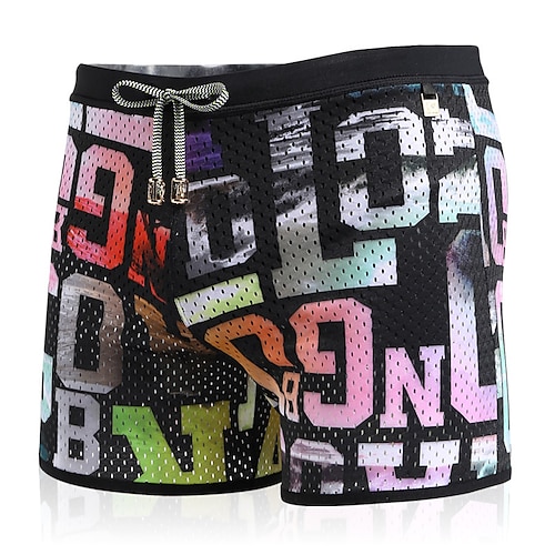 

Men's Swim Shorts Swim Trunks Board Shorts Pocket Drawstring Elastic Waist Graphic Letter Flower / Floral Comfort Breathable Short Casual Daily Holiday Classic Style Casual / Sporty Black Green Black