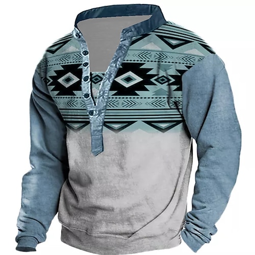 

Men's Sweatshirt Pullover Blue Standing Collar Color Block Graphic Prints Print Casual Daily Sports 3D Print Streetwear Designer Casual Spring & Fall Clothing Apparel Hoodies Sweatshirts