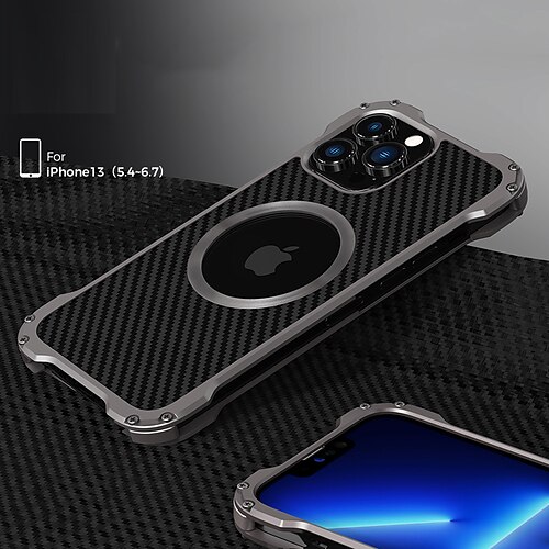 

Phone Case For Apple Magnetic Adsorption iPhone 14 Pro Max 13 12 Pro Max Mini Bumper Frame Magnetic Full Body Protective Solid Colored Carbon Fiber Aluminum Alloy
