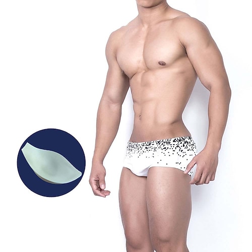 

Men's Basic Panties Briefs Swim Briefs 1 PC Underwear Fashion Simple Comfort Print Dot Mid Waist Touch of Sensation Comfort White M L XL