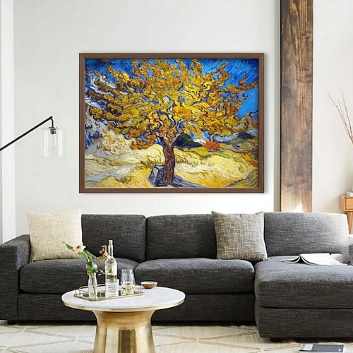 

Handmade Oil Painting Canvas Wall Art Decoration Modern Abstract Van Gogh Apricot flowers Starry Sky Landscape for Home Decor Rolled Frameless Unstretched Painting