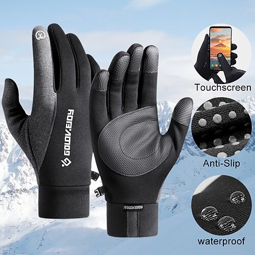 

REXCHI Winter Gloves Bike Gloves Cycling Gloves Winter Full Finger Gloves Anti-Slip Touchscreen Thermal Warm Waterproof Sports Gloves Mountain Bike MTB Camping / Hiking Outdoor Exercise Dark Grey