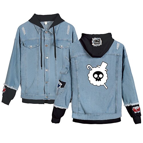

Inspired by One Piece Film: Red Burukku Anime Cartoon Manga Anime Denim Jacket Harajuku Kawaii Coat For Men's Women's Unisex Adults' Hot Stamping Denim