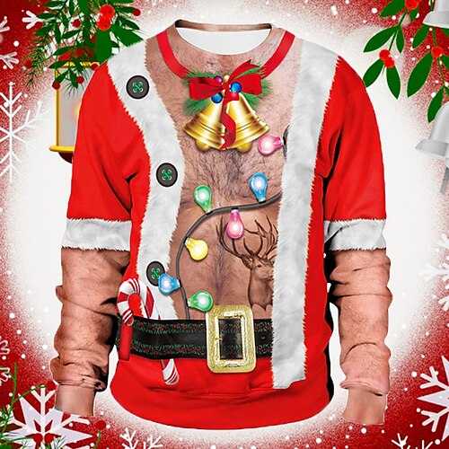 

Men's Sweatshirt Pullover Wine Red Green Burgundy Red Crew Neck Graphic Prints Ugly Christmas Print Daily Sports Holiday 3D Print Basic Streetwear Designer Spring & Fall Clothing Apparel Hoodies
