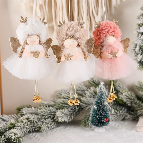 

New Creative Christmas Plush Yarn Skirt Angel Pendant Cute Doll Girl Gift Christmas Tree Pendant