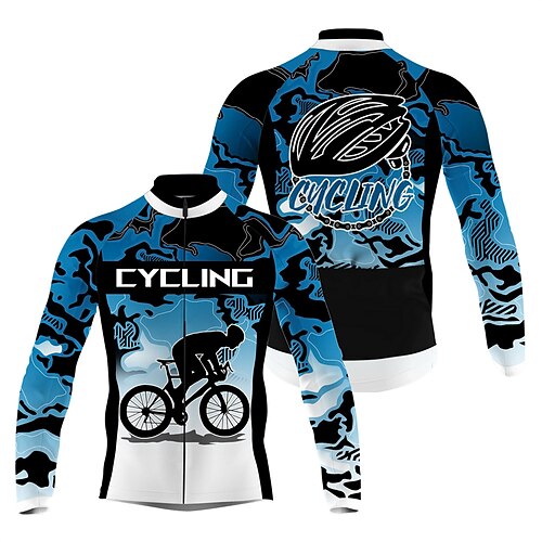 

21Grams Men's Cycling Jersey Long Sleeve Bike Jersey Top with 3 Rear Pockets Mountain Bike MTB Road Bike Cycling Breathable Quick Dry Moisture Wicking Reflective Strips Black Green Yellow Camo